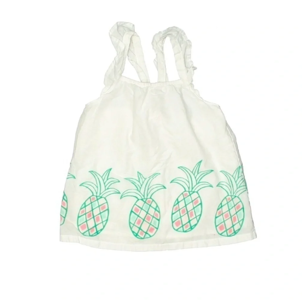 Gymboree white Pineapple ruffle strap sun dress 4 girls toddler